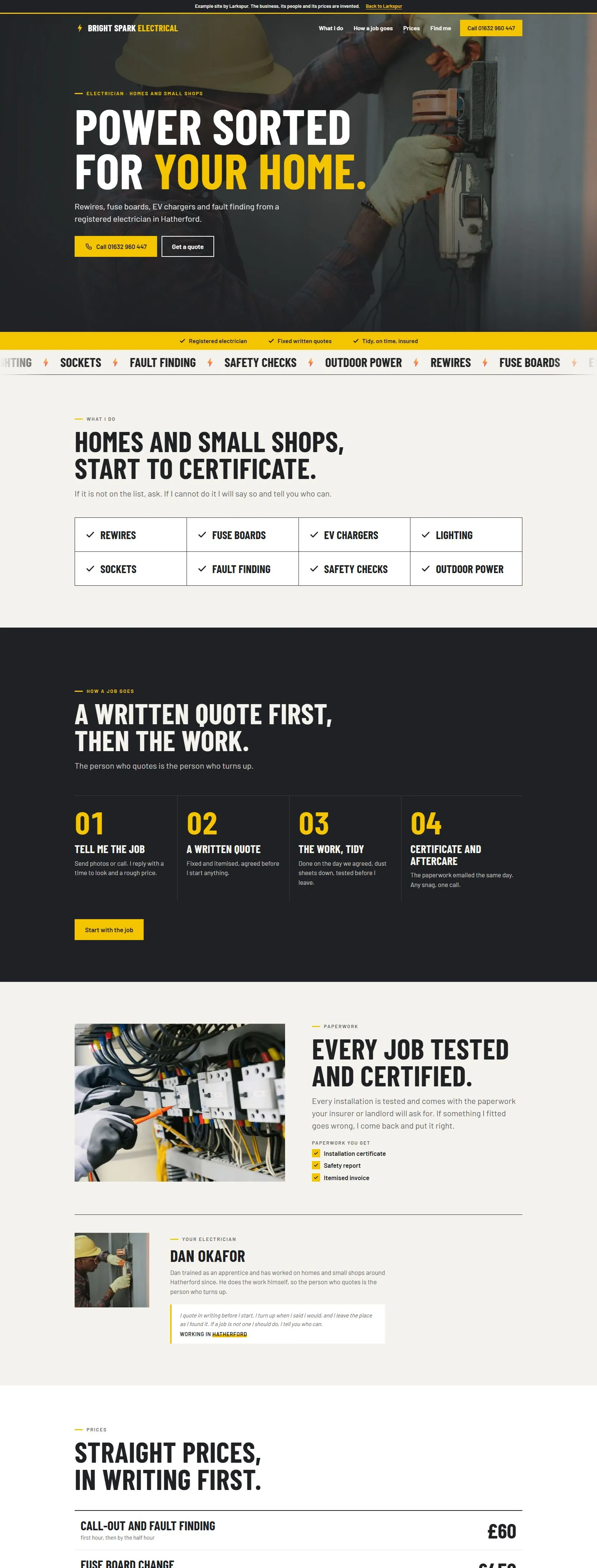 The electrician example, the whole page